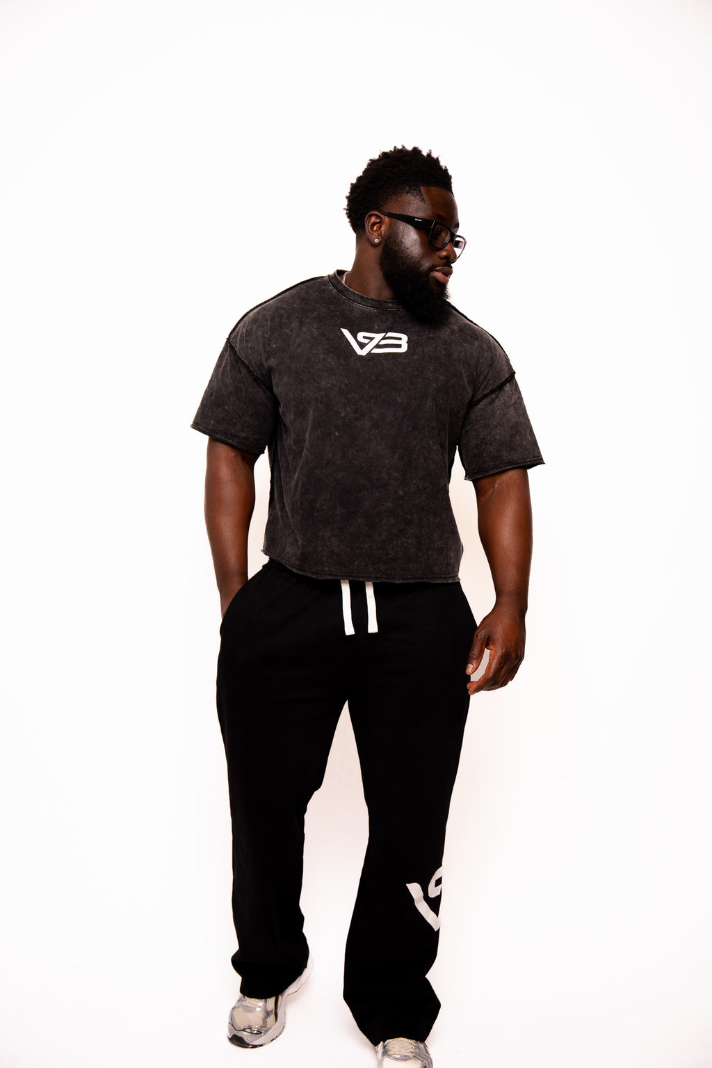 Cropped Lifting Tee Black Wash