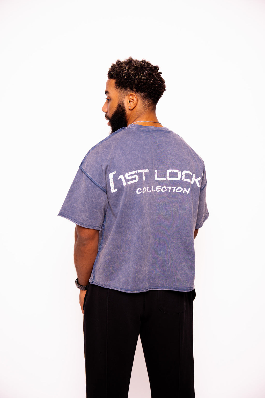 Cropped Lifting Tee Blue Wash