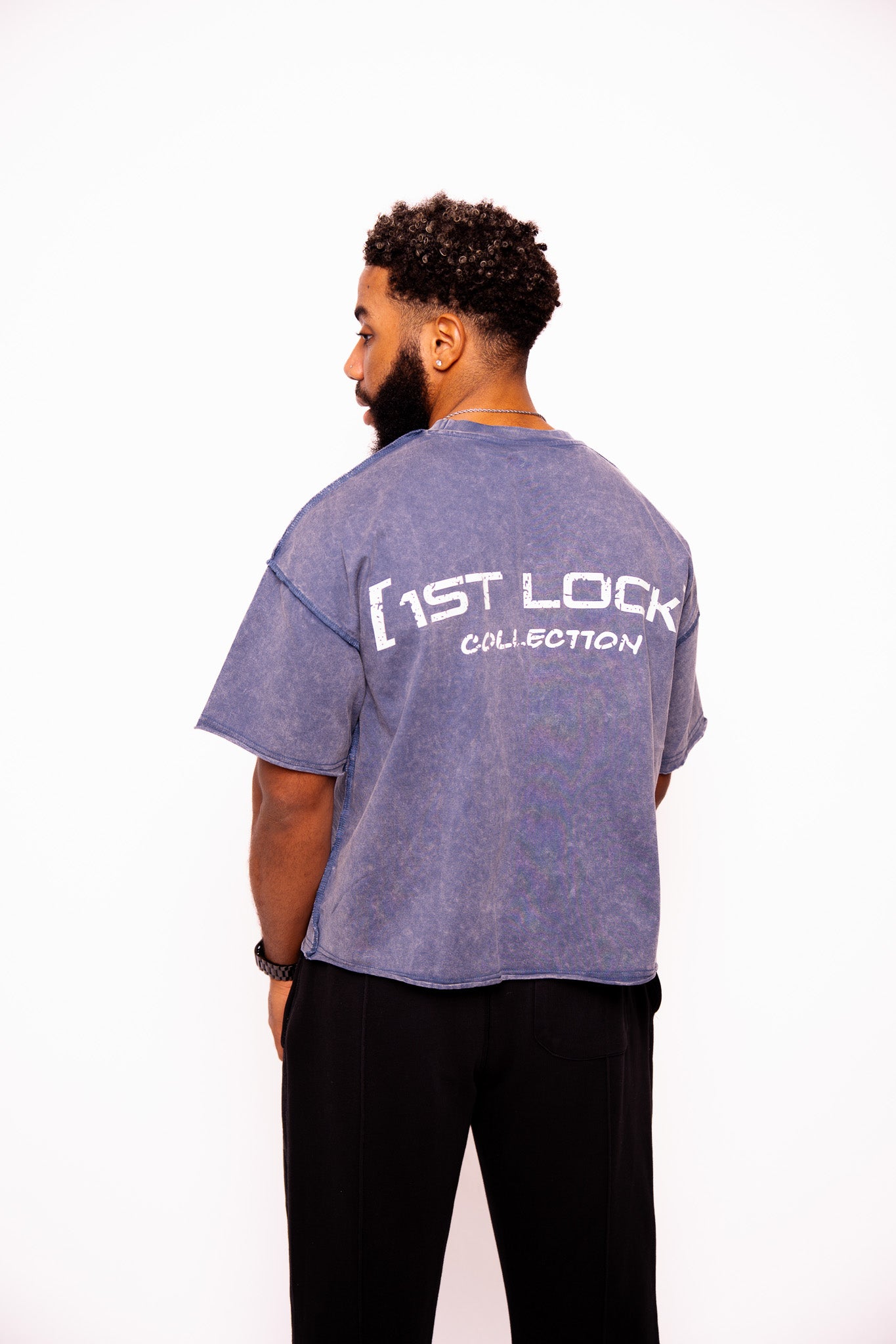 Cropped Lifting Tee Blue Wash