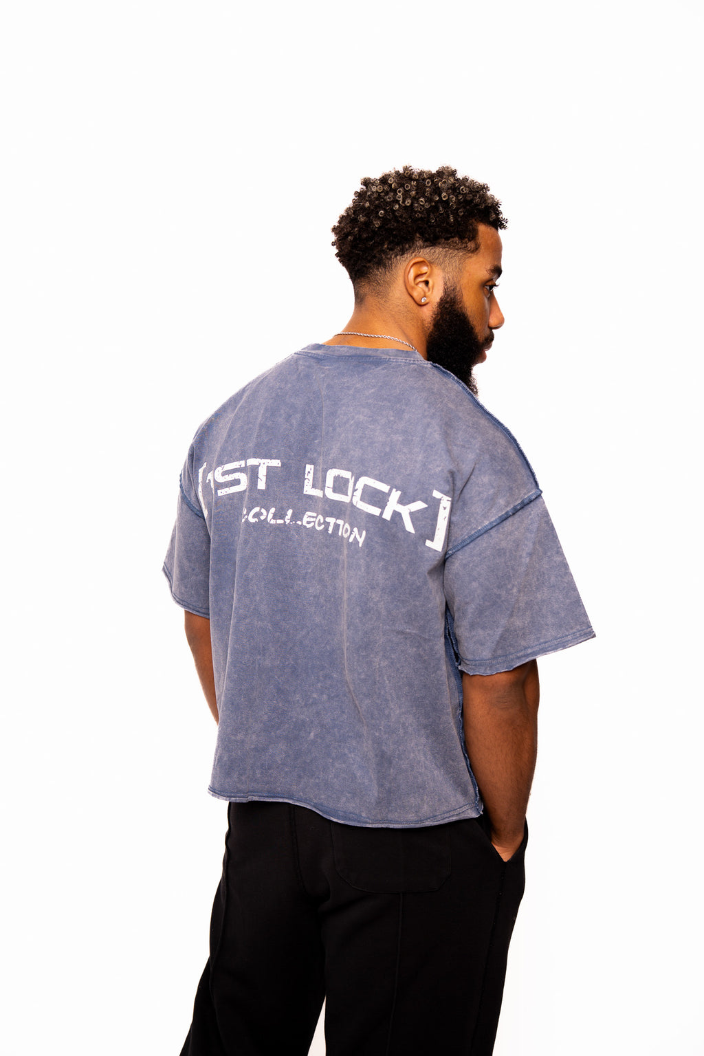 Cropped Lifting Tee Blue Wash